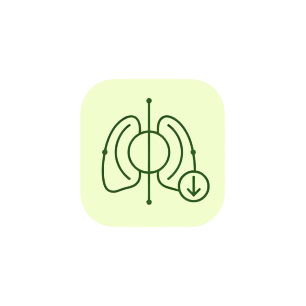 Minimalist line art icon featuring an expansive, open-branched pulmonary structure anchored across a central integration circle in sage green (#589150) on a soft yellow background badge (#F2FDCD).