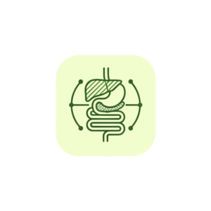 Minimalist line art icon featuring a centralized, balanced metabolic signaling node anchored across a circular grounding meridian in sage green (#589150) on a soft yellow background badge (#F2FDCD).