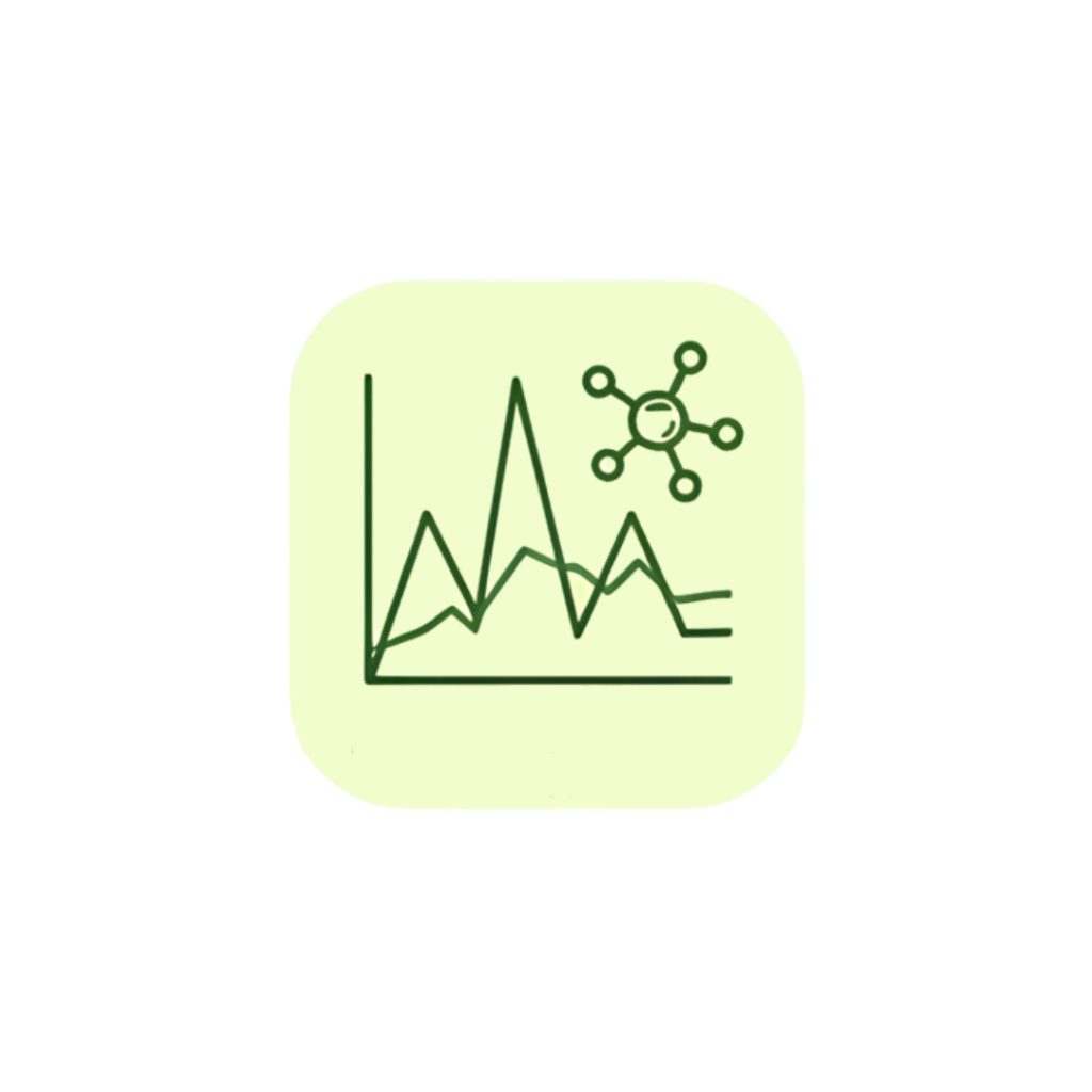 Minimalist line art icon featuring a centralized, balanced metabolic signaling node anchored across a circular grounding meridian in sage green (#589150) on a soft yellow background badge (#F2FDCD).