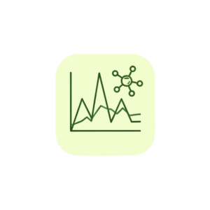 Minimalist line art icon featuring a centralized, balanced metabolic signaling node anchored across a circular grounding meridian in sage green (#589150) on a soft yellow background badge (#F2FDCD).